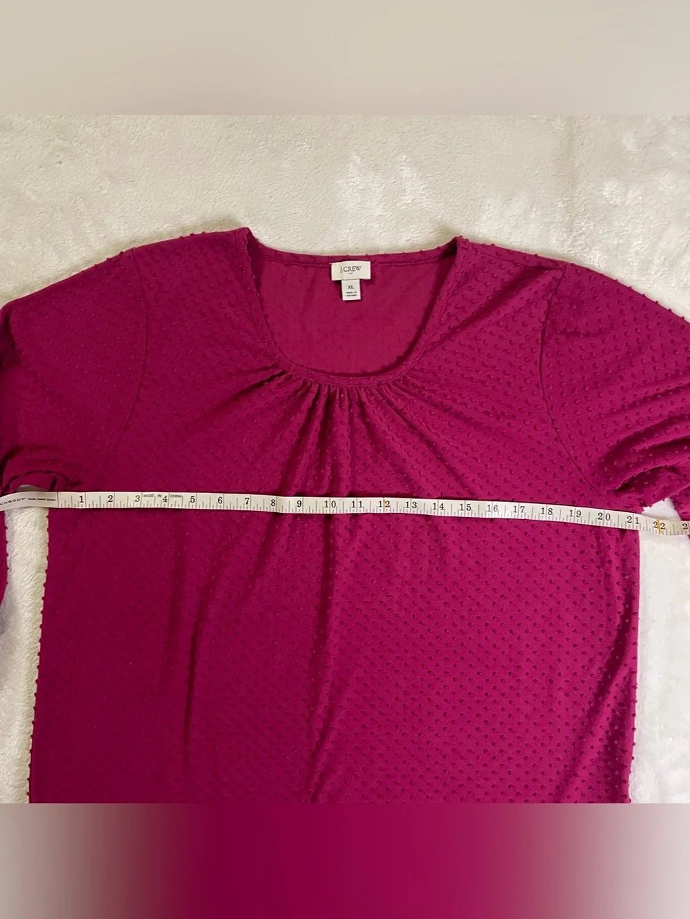 J. Crew Raspberry Bubble Textured 3/4 Sleeve Blouse size XL